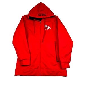 Champion Fresno State Bulldogs Football Jacket Mens Medium Red Spell Out Hooded